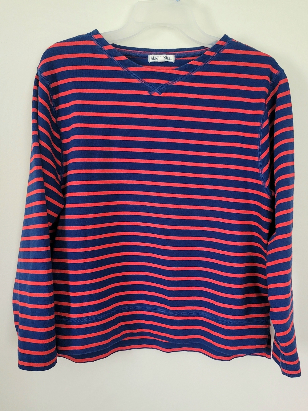 ALEX MILL Red Navy Striped Sailor 100% Cotton Sweatshirt Top Womens Large EUC